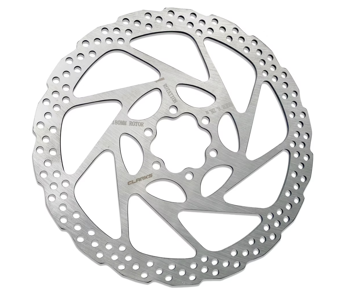 Clarks 180mm 6-bolt stainless steel disc brake rotor, silver
