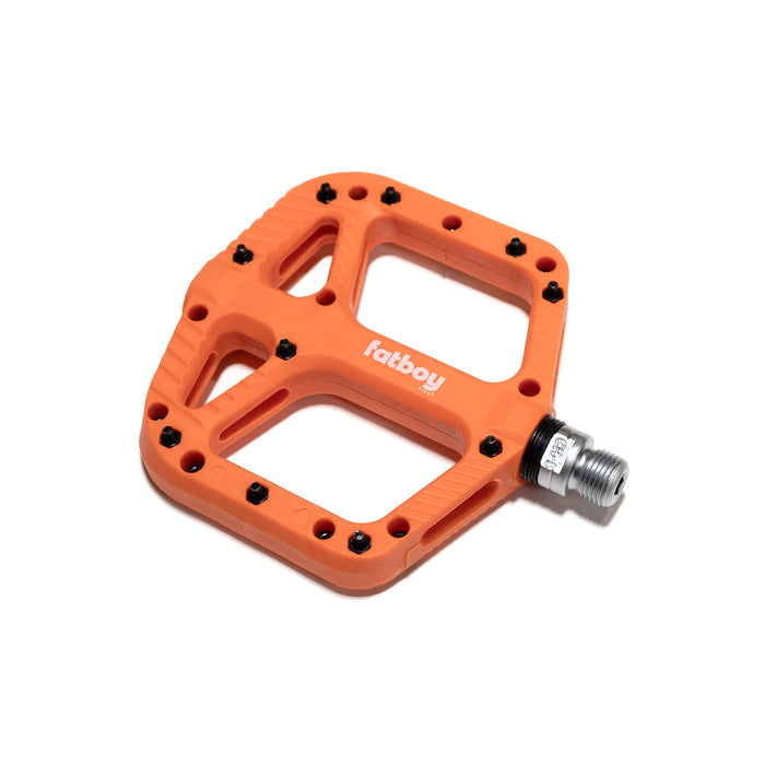 Fatboy coloured alloy platform pedals in orange