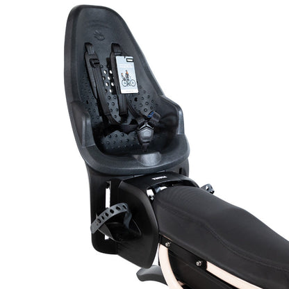 Thule Yepp 2 Maxi child seat mounted on a Fatboy using the rear rack adapter