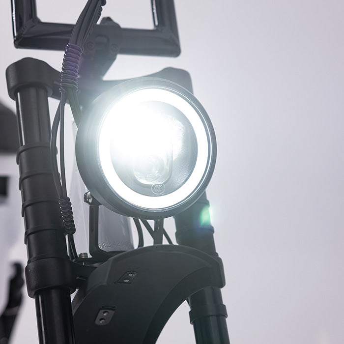 Fatboy headlight fitted to a Scrambler V2