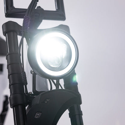 Fatboy headlight fitted to a Scrambler V2