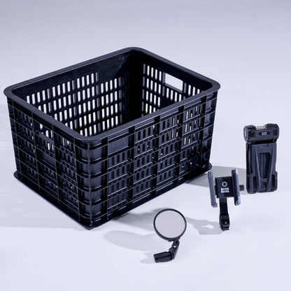 Fatboy Large Accessories Pack — crate, mirror, phone holder and folding lock fitted to a Fatboy
