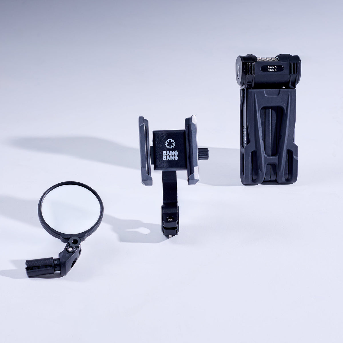 Fatboy Small Accessories Pack — mirror, phone holder and folding lock on a Fatboy e-bike