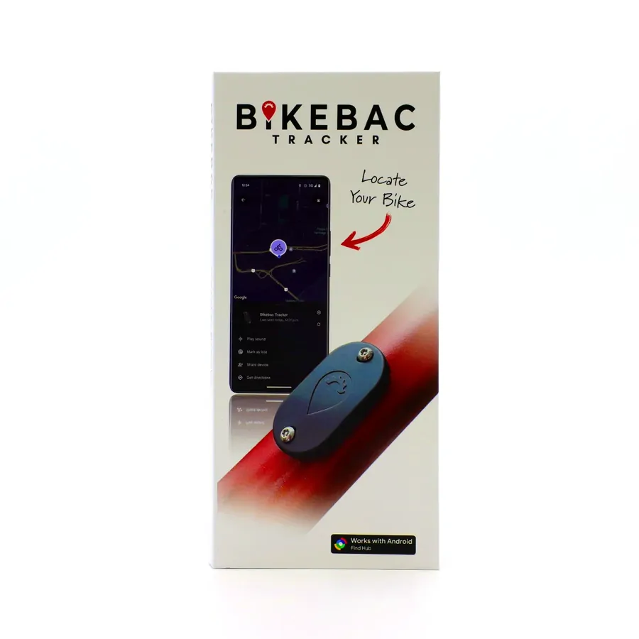 BikeBac tracker shown with included security bolts and mounts