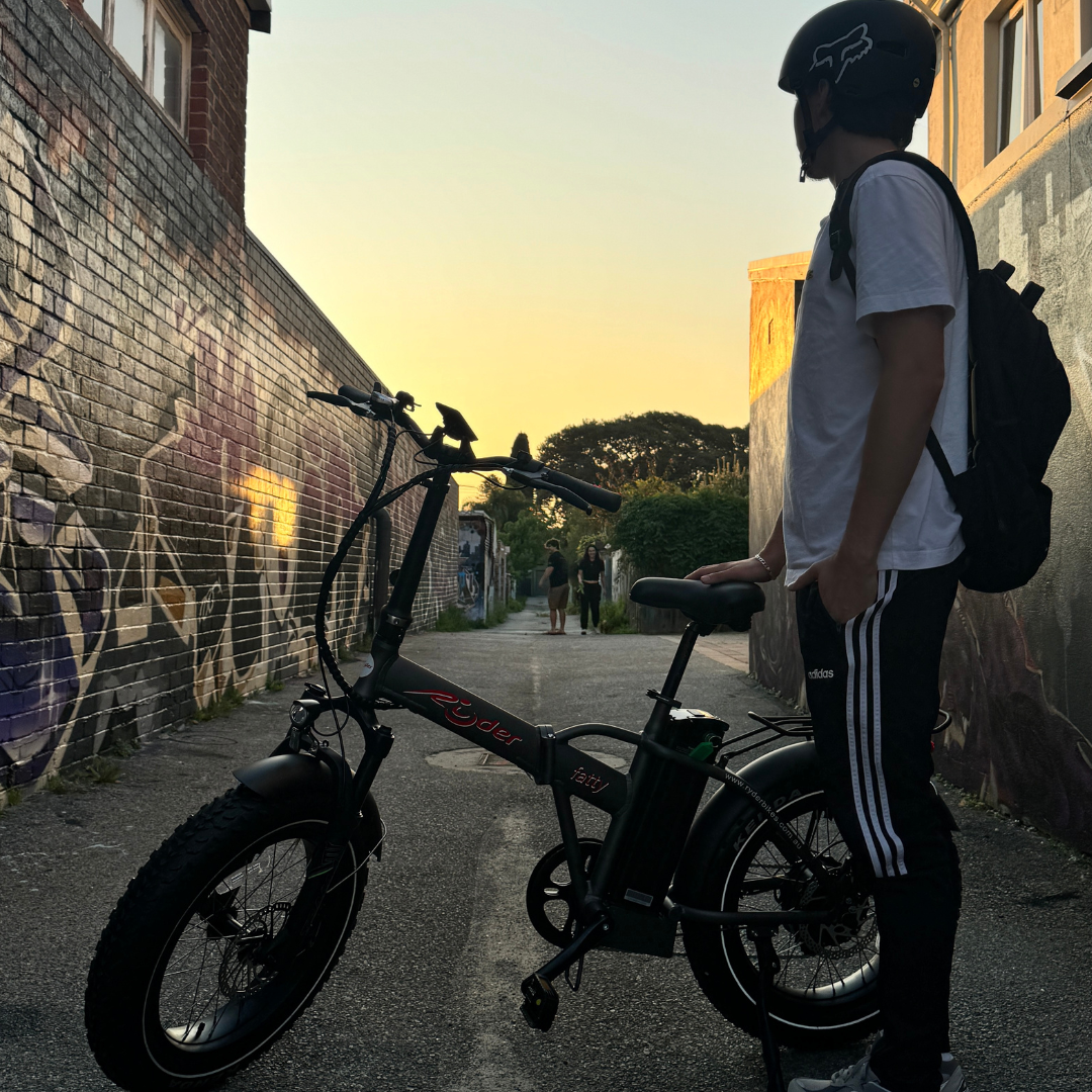 Ryder Fatty Folding Fat Tyre Electric Bike folded for transport | Grace & Pace Electric Bikes