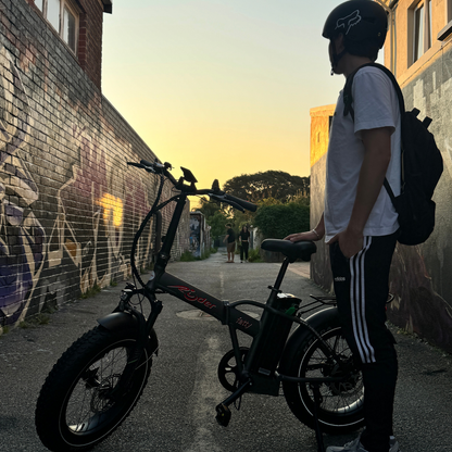 Ryder Fatty Folding Fat Tyre Electric Bike folded for transport | Grace & Pace Electric Bikes
