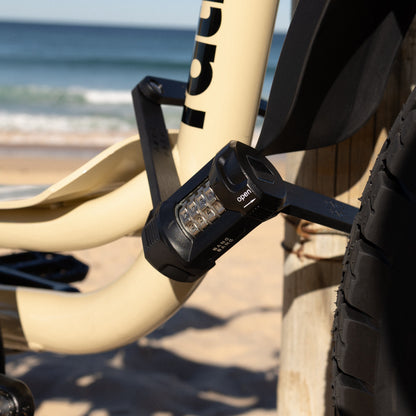 Fatboy Bang Bang folding lock securing a fat tyre e-bike