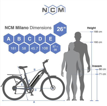 NCM Milano Plus Trekking E-Bike - Image 8