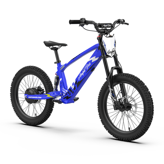 Ampd Bros EVO Racing 20 inch youth electric dirt bike in Blue Thunder