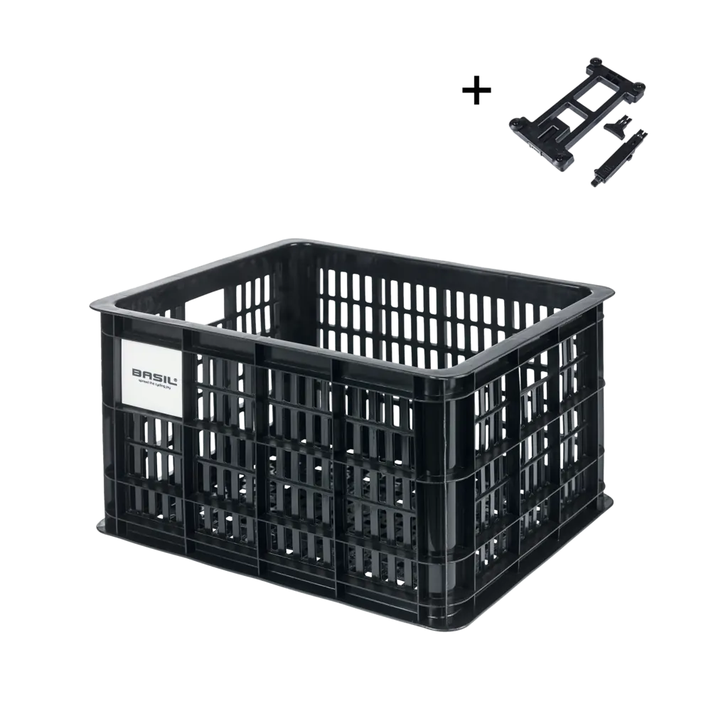 Basil Bicycle Crate MIK 2.0 M 29.5L Black Recycled - front view