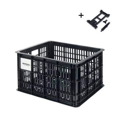 Basil Bicycle Crate MIK 2.0 M 29.5L Black Recycled - front view