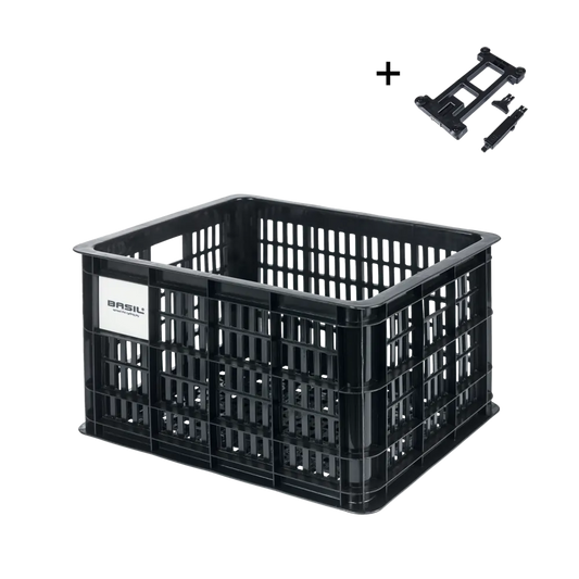Basil Bicycle Crate MIK 2.0 M 29.5L Black Recycled - front view