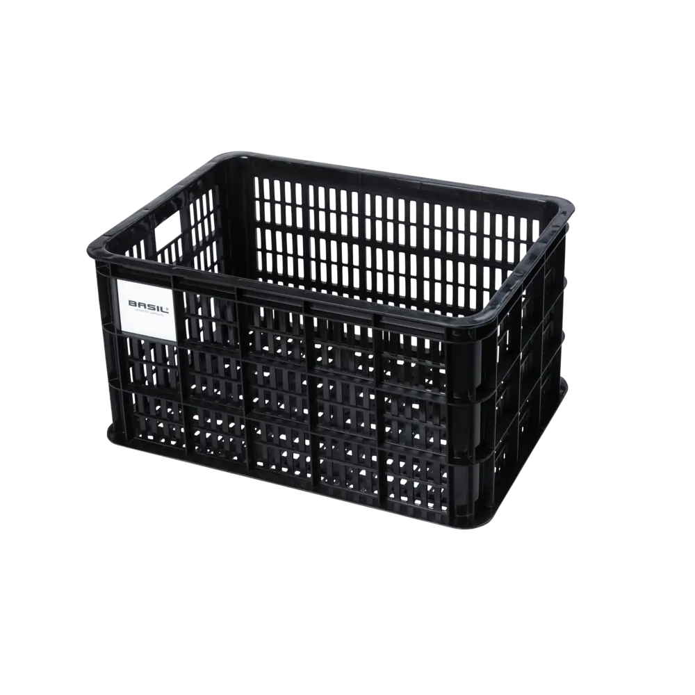 Basil Bicycle Crate L 40L in black recycled plastic