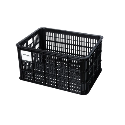 Basil Bicycle Crate L 40L in black recycled plastic