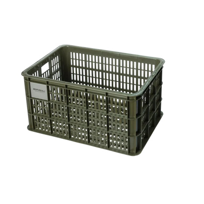Basil Bicycle Crate L 40L in Moss Green recycled plastic