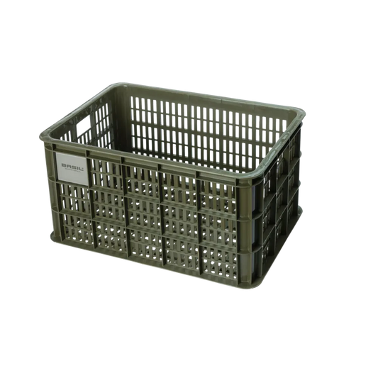 Basil Bicycle Crate L 40L in Moss Green recycled plastic