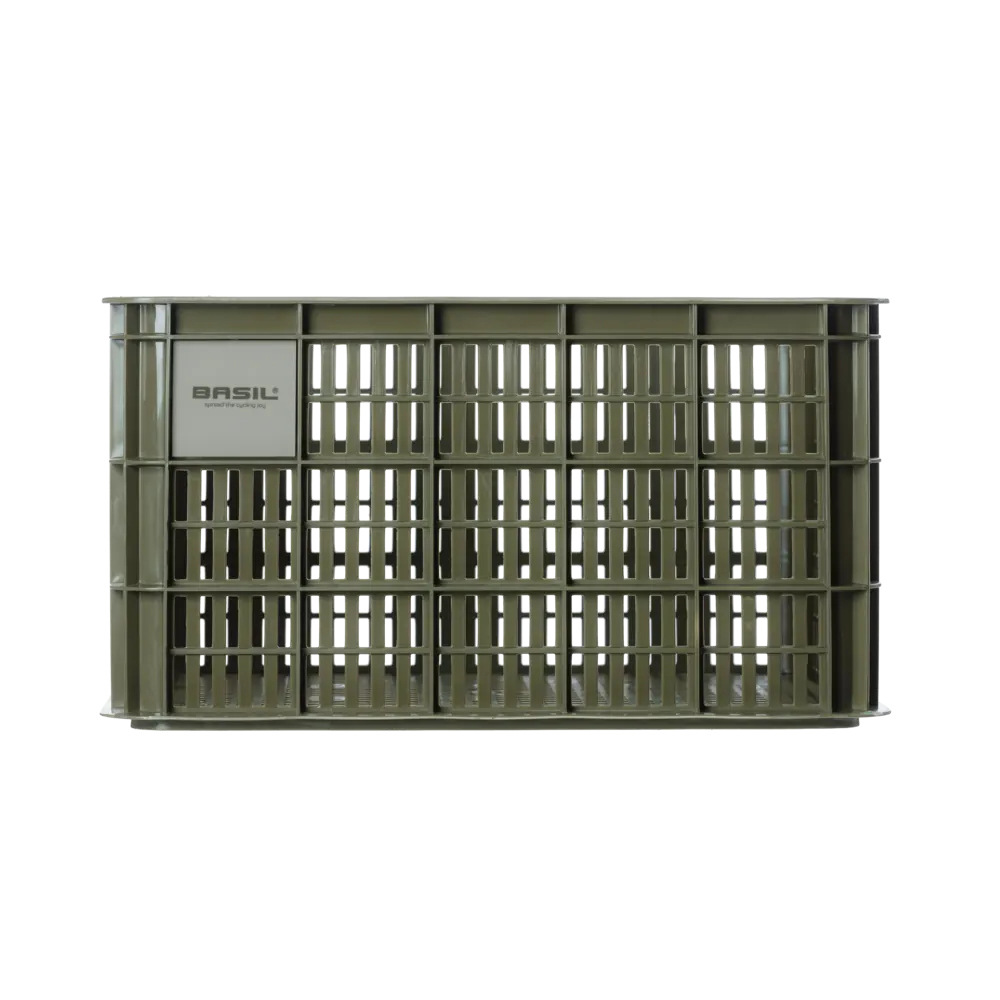 Basil Bicycle Crate L 40L Moss Green recycled - angle view