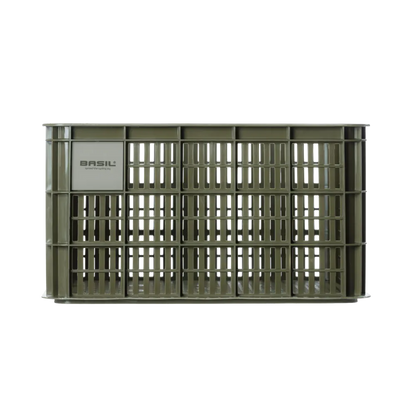 Basil Bicycle Crate L 40L Moss Green recycled - angle view