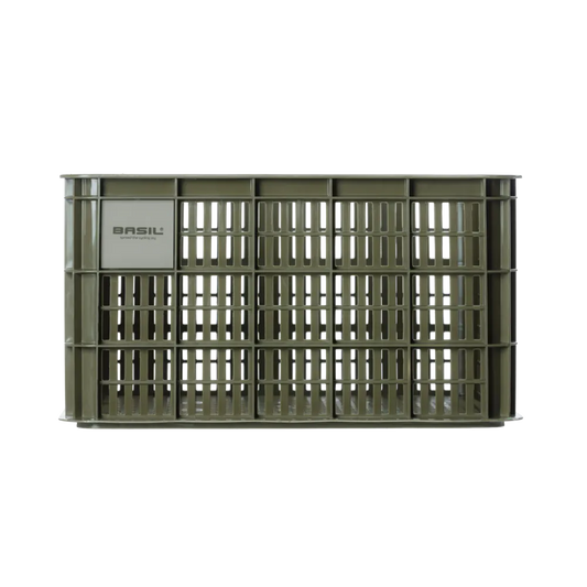 Basil Bicycle Crate L 40L Moss Green recycled - angle view