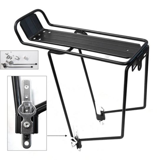 Adjustable alloy rear carrier rack for 26 to 29er bikes, black