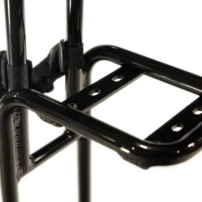 Fatboy golf club carrier mounted on rear rack, rear view