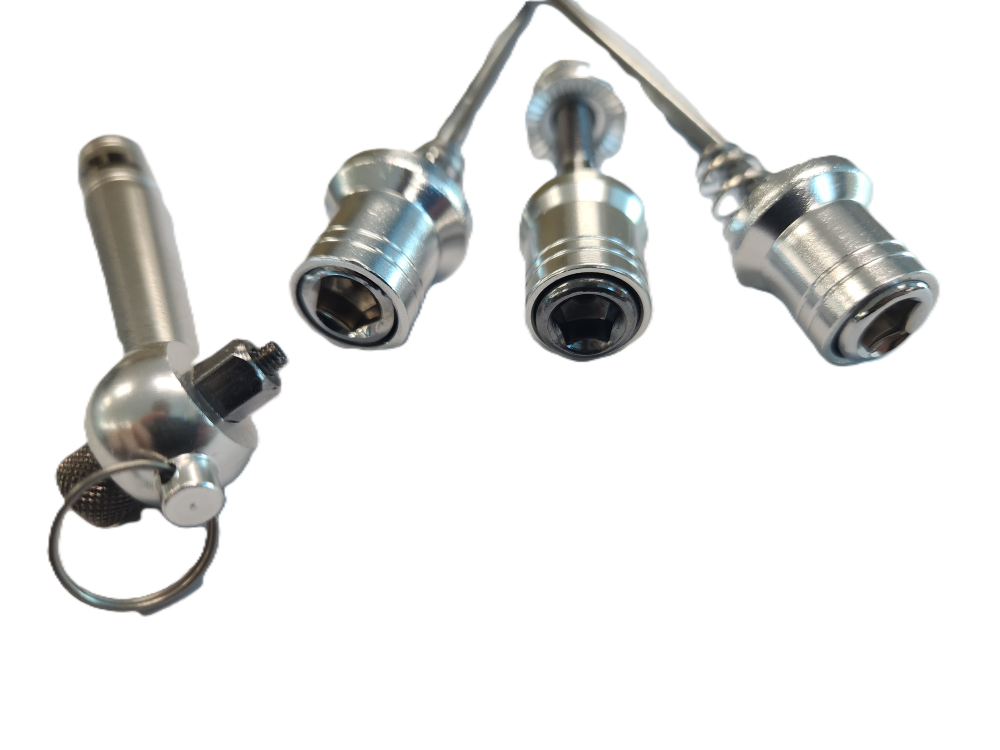 Anti-theft skewer set for wheels and seat post, alloy silver