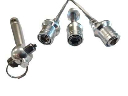 Anti-theft skewer set for wheels and seat post, alloy silver