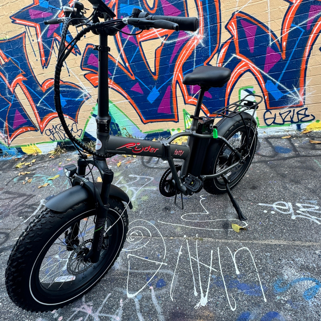 Ryder Fatty Folding Fat Tyre Electric Bike side angle | Grace & Pace Electric Bikes