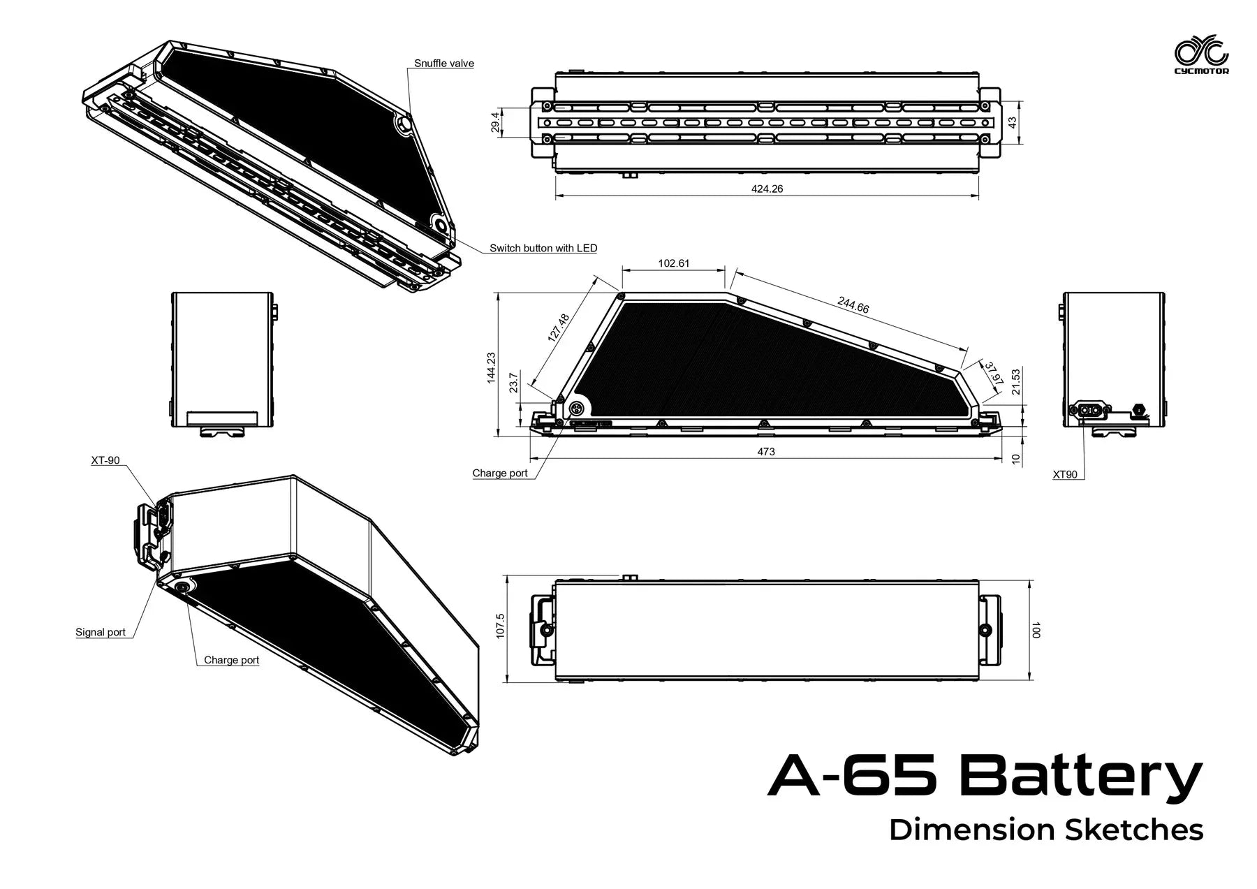 60V 20Ah / 1200Wh CYC A65 Downtube Samsung eBike Battery CYC-A65 - Image 4