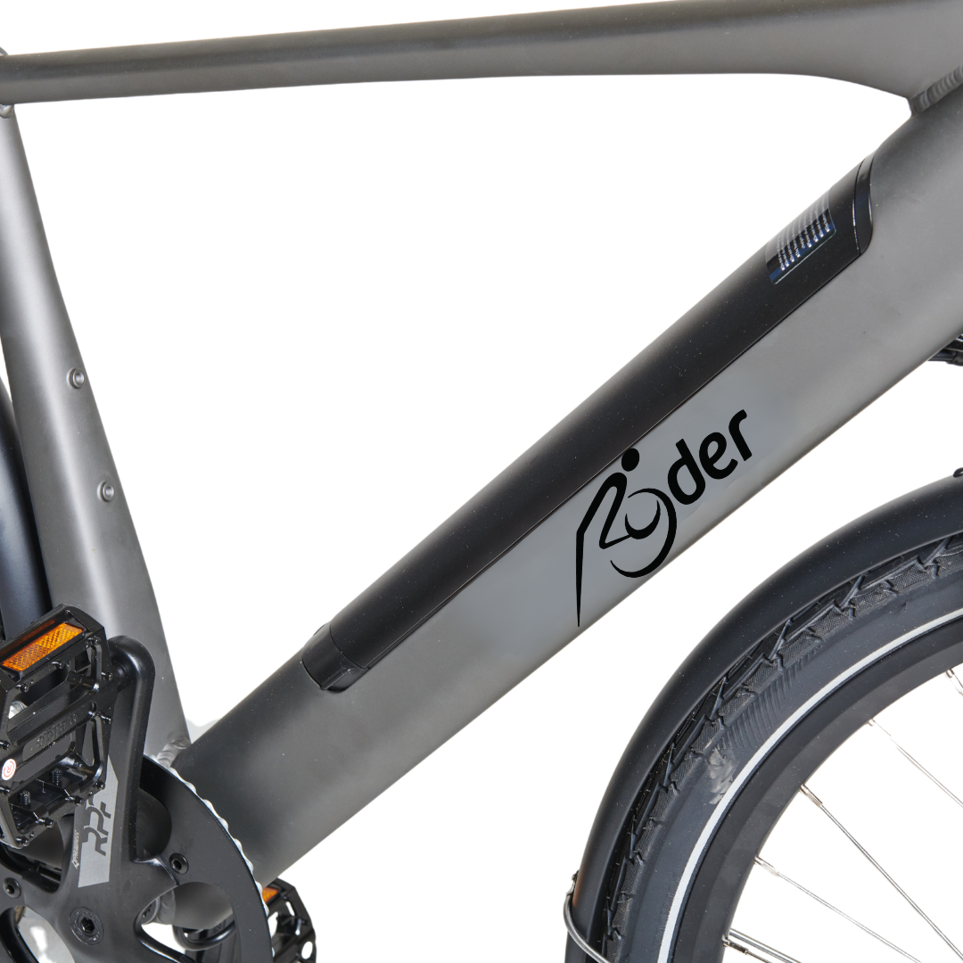 Ryder Pro 3 Commuter E-Bike battery detail | Grace & Pace Electric Bikes