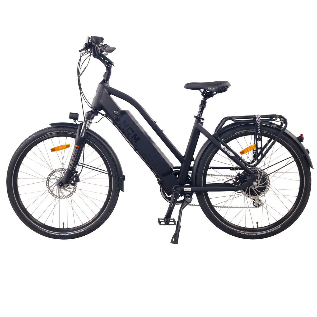 NCM T7S Step-Thru Trekking E-Bike - Black side view