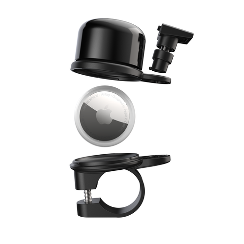 AirBell bicycle bell with hidden Apple AirTag compartment - exploded view