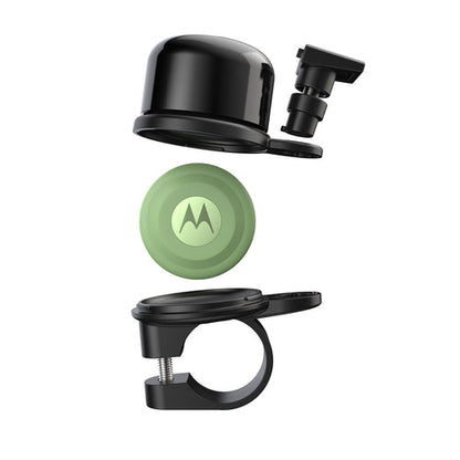 AirBell moto tag bicycle bell with hidden Motorola Moto Tag compartment - exploded view