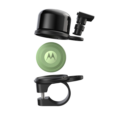AirBell moto tag bicycle bell with hidden Motorola Moto Tag compartment - exploded view