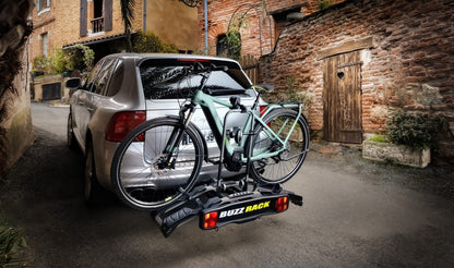 Buzzrack E-Hornet 2 loaded with two e-bikes on vehicle