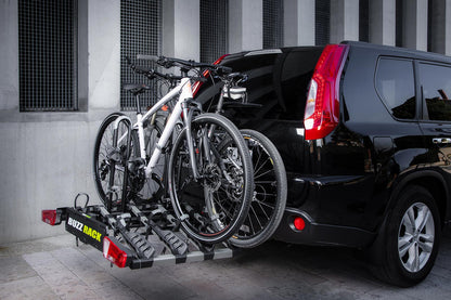 Buzzrack Eazzy 4 loaded with four bikes on vehicle