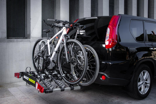 Buzzrack Eazzy 4 loaded with four bikes on vehicle
