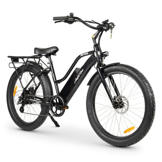 Ampd Bros Riptide-S 3 step-through beach cruiser e-bike in Midnight Metallic