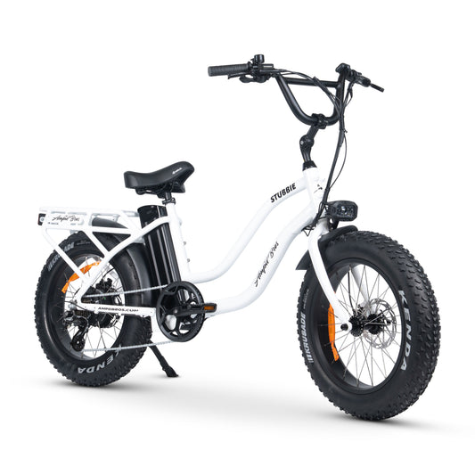 Ampd Bros Stubbie-S S3 step-through cruiser e-bike in Ice White