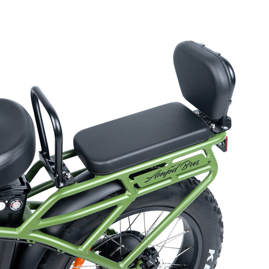 Ampd Bros Co-Pilot Cruiser Kids Seat Kit on a rear rack