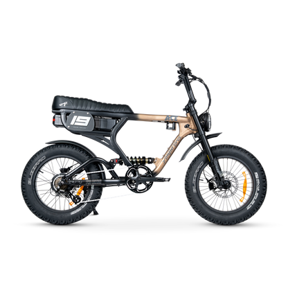 Ampd Bros ACE-X Pro dual suspension e-bike in Bronze Eclipse, side view