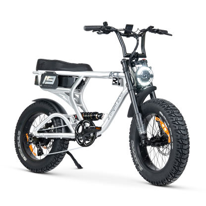 Ampd Bros ACE-X Pro step-over dual suspension e-bike in Raw