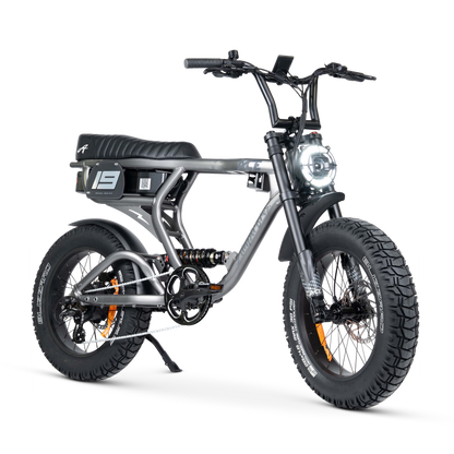 Ampd Bros ACE-X Pro step-over dual suspension e-bike in Matte Titanium