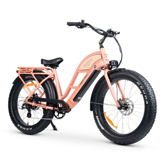 Ampd Bros Chubbie-S 3 step-through fat tyre cruiser in Coral