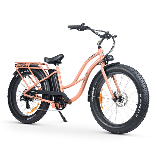 Ampd Bros Chubbie-S 2 step-through fat tyre cruiser in Coral
