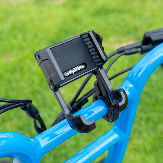 Ampd Bros Titan Alloy Phone Mount on e-bike handlebars