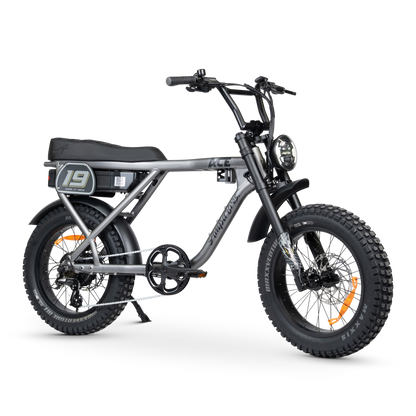 Ampd Bros ACE-X Adventure step-over fat tyre e-bike in Titanium