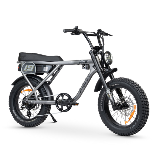Ampd Bros ACE-X Adventure step-over fat tyre e-bike in Titanium
