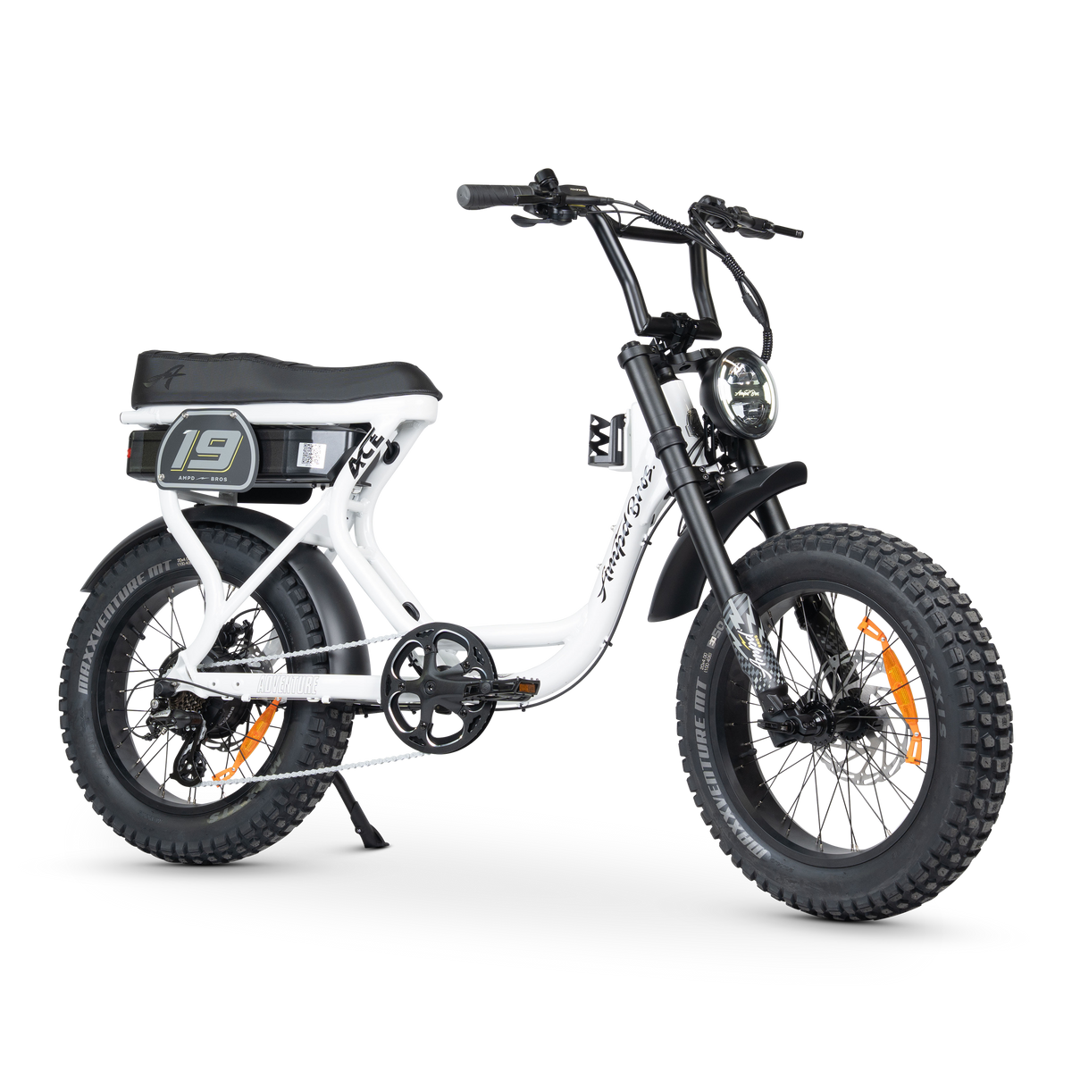 Ampd Bros ACE-S Adventure step-through e-bike in Ice White