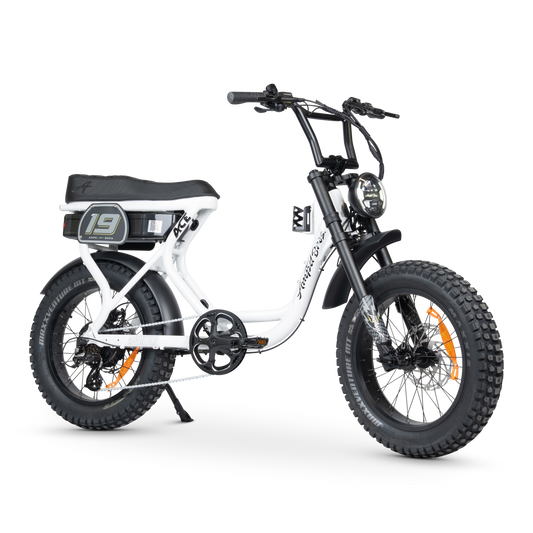 Ampd Bros ACE-S Adventure step-through e-bike in Ice White